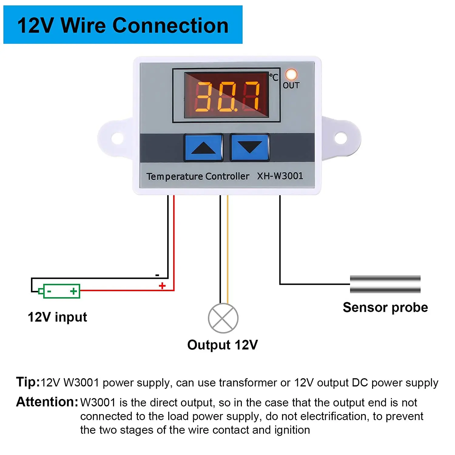 XH-W3001 przełącznik termostat mikrokomputerowy temperatury CNC termometr nowy czujnik regulator temperatury 12/24/220V — zdjęcie 6