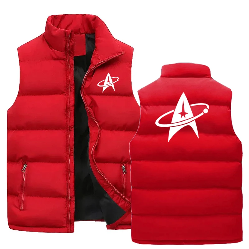 Heren Jas Bedrukt Winter Warme Jassen Voor Heren Rits Opstaande Kraag Vest Oversized Jacks Casual Puffer Vest Mouwloos