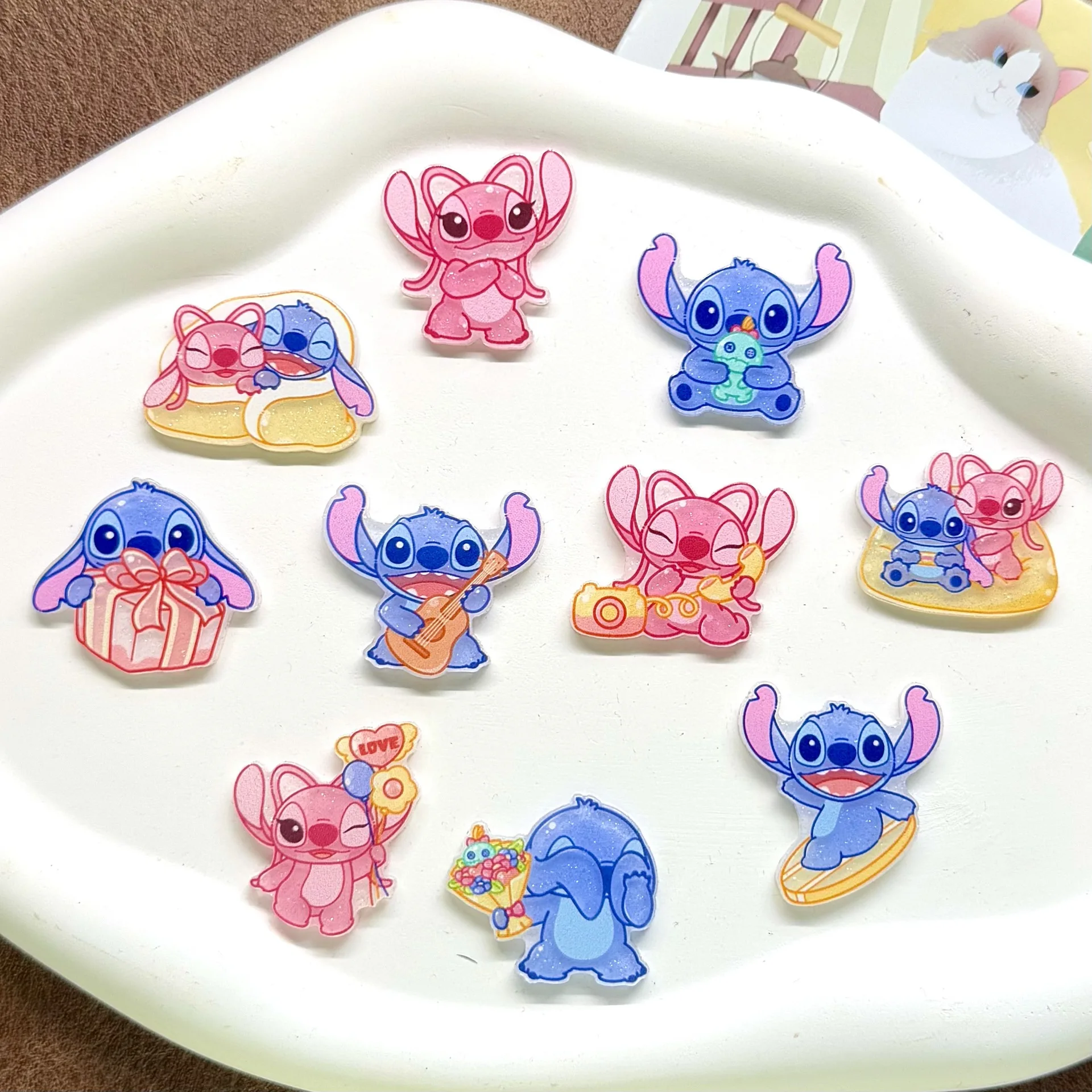 

Miniso Acrylic Cute Animation Stitch DIY Hairpin Hair Accessories Brooch Badge Refrigerator Accessories Small Accessories