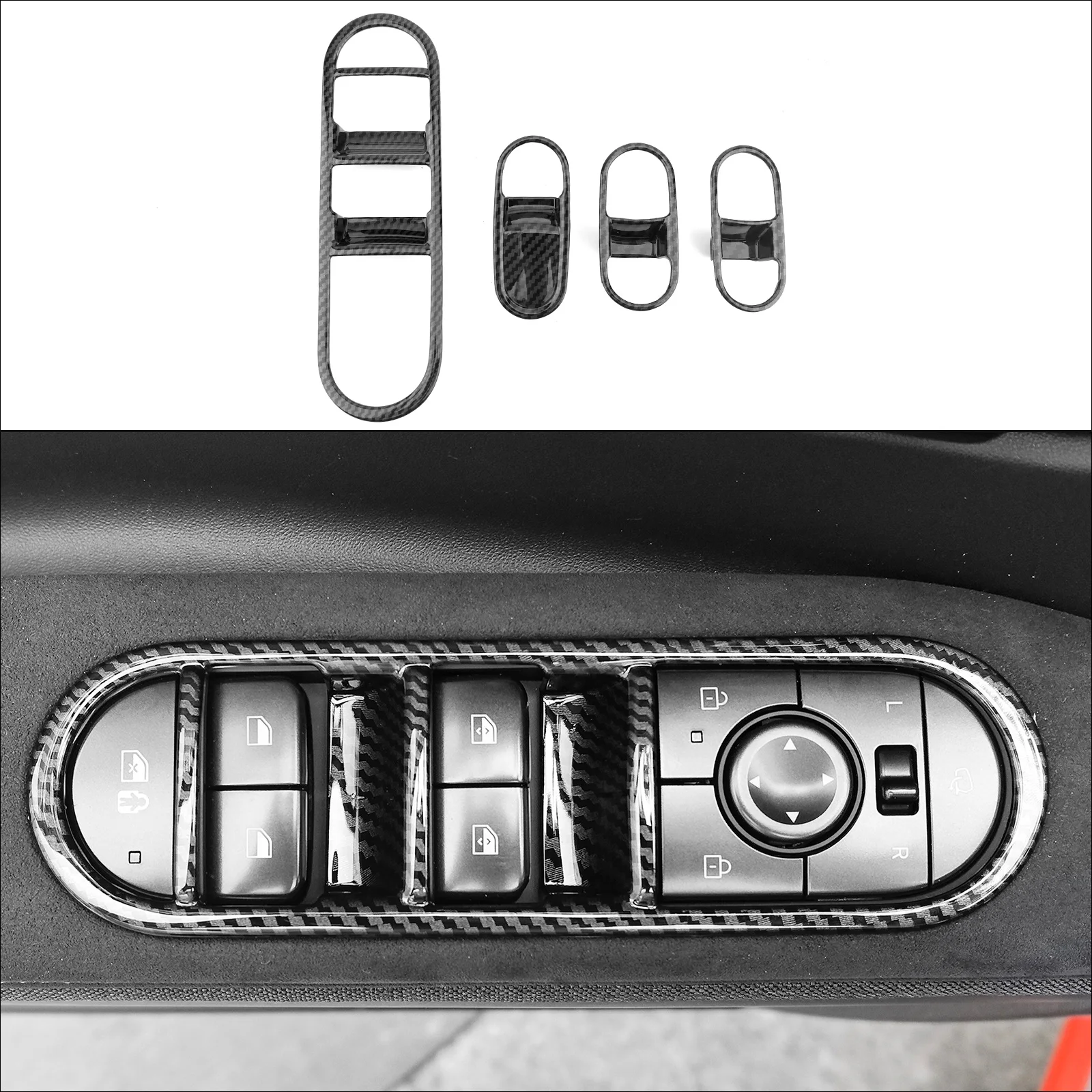 

Carbon Fiber Style Door Lock Window Lifting Button Cover Switch Trim Frame For Hyundai IONIQ 5N 2024 LHD RHD