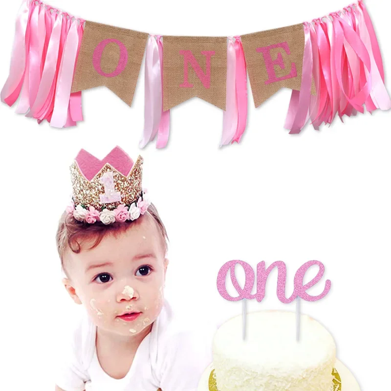 1 Year Old Baby Birthday Crown First 1st Happy Birthday Party Decor Kids Boy Girl Baby Shower Party Decoration Hat Party Supplie