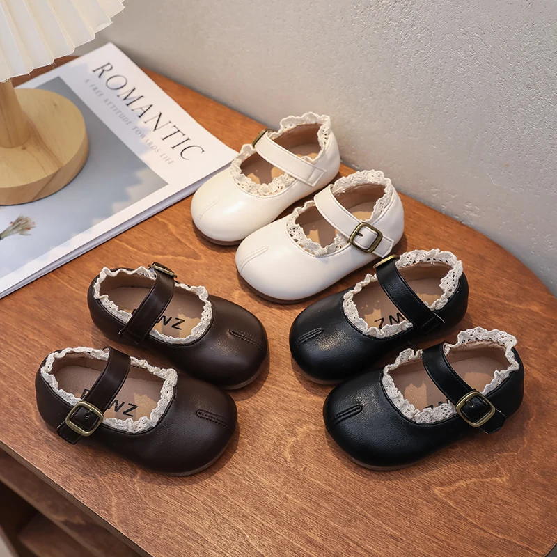 

Весенне-осенняя кожаная обувь для маленьких девочек, детская кружевная обувь принцессы для дня рождения, нескользящая детская легкая обувь на мягкой подошве