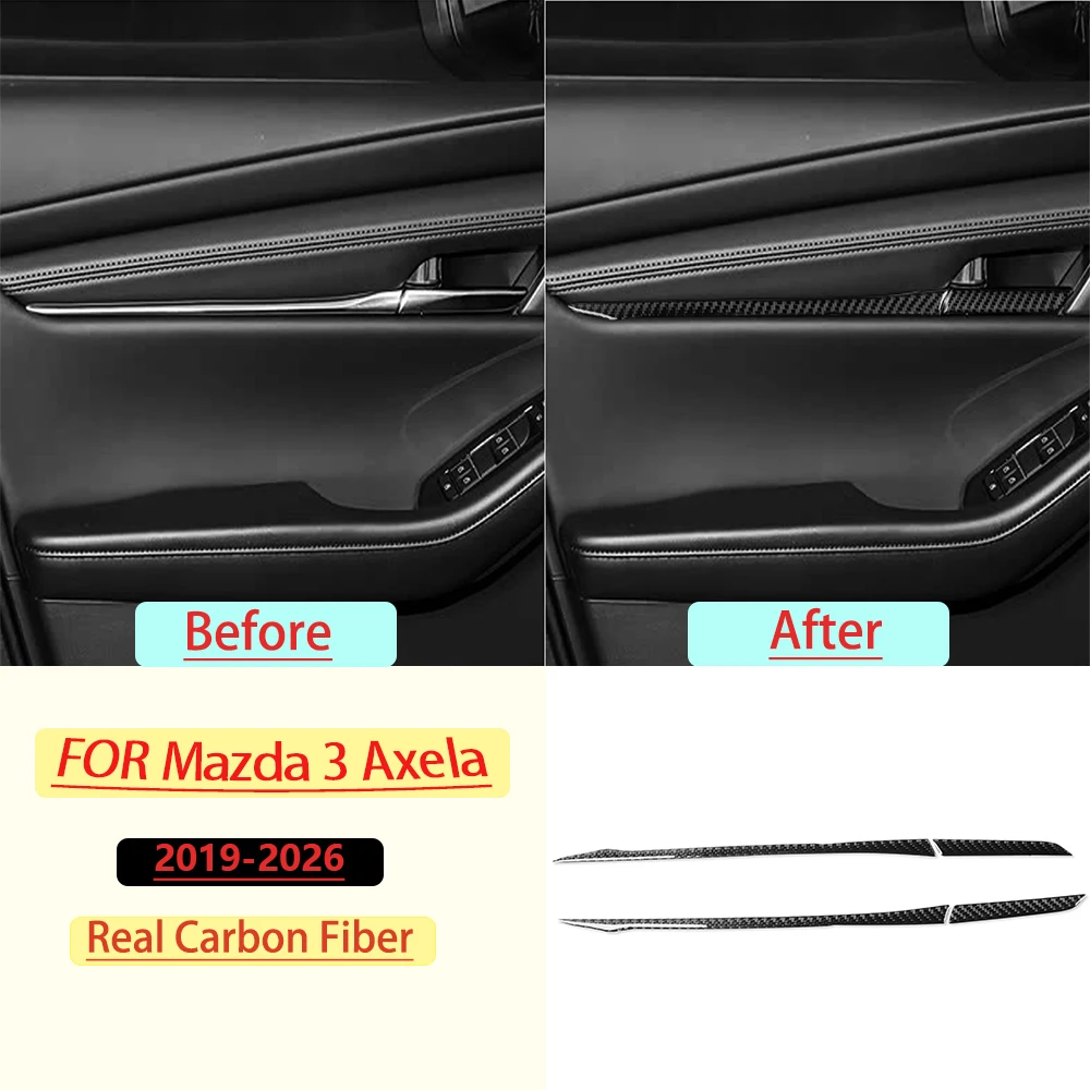 Real Soft Carbon Fiber For Mazda 3 Axela 2019-2026Car Interior Door Panel Trim Customizable Car Sticker Interior Accessories