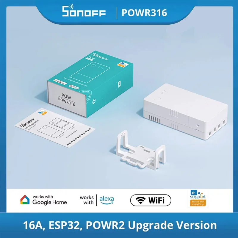

SONOFF POWR316 Переключатель измерителя мощности Origin, Wi-Fi, защита от перегрузки, реле, устройство, приложение, голосовое управление, EWeLink Alexa Google