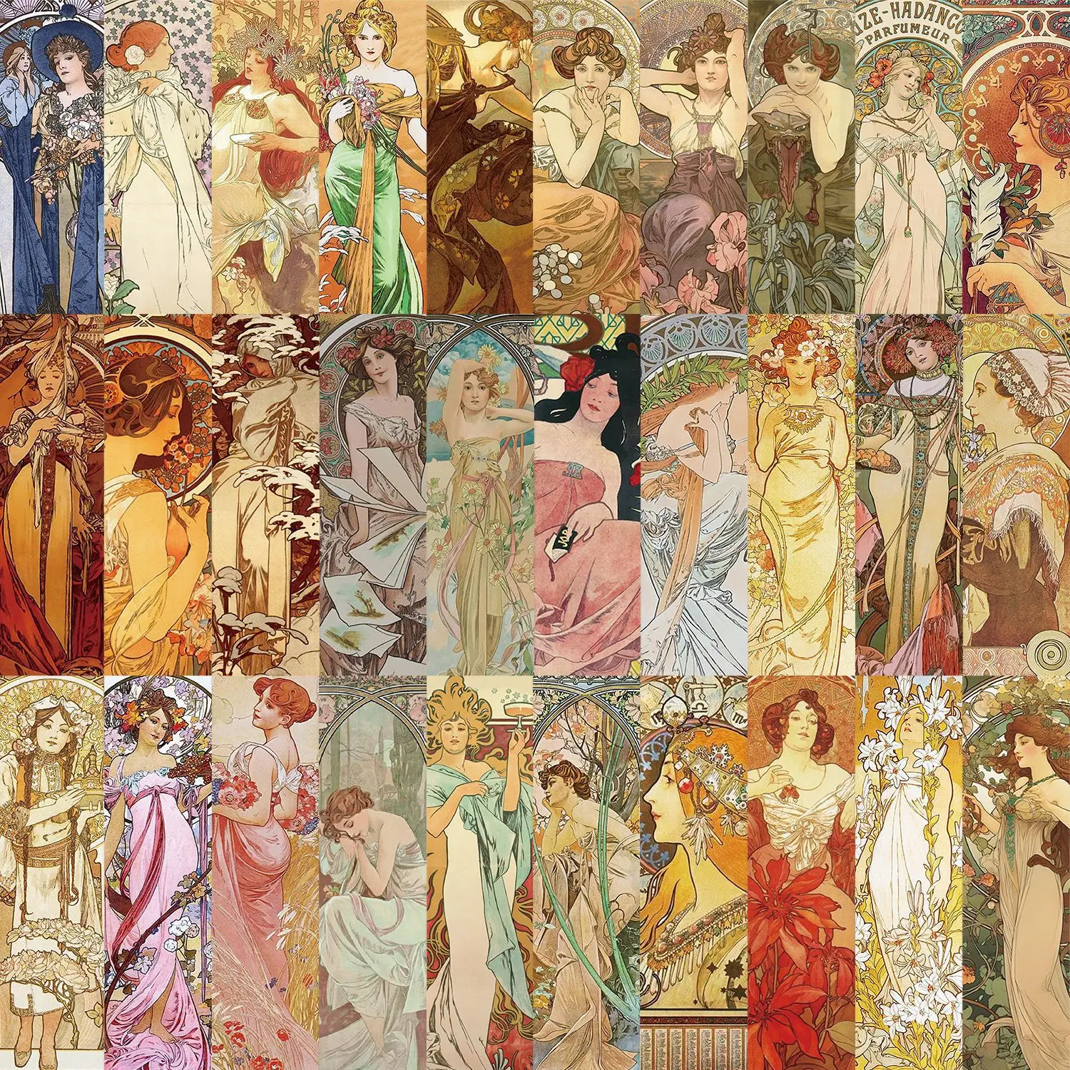 

30Pcs European-style Retro Mucha Art Beauty Paper Bookmarks Student Reading Accessories Book Mark Artistic Flavor Teacher Gifts