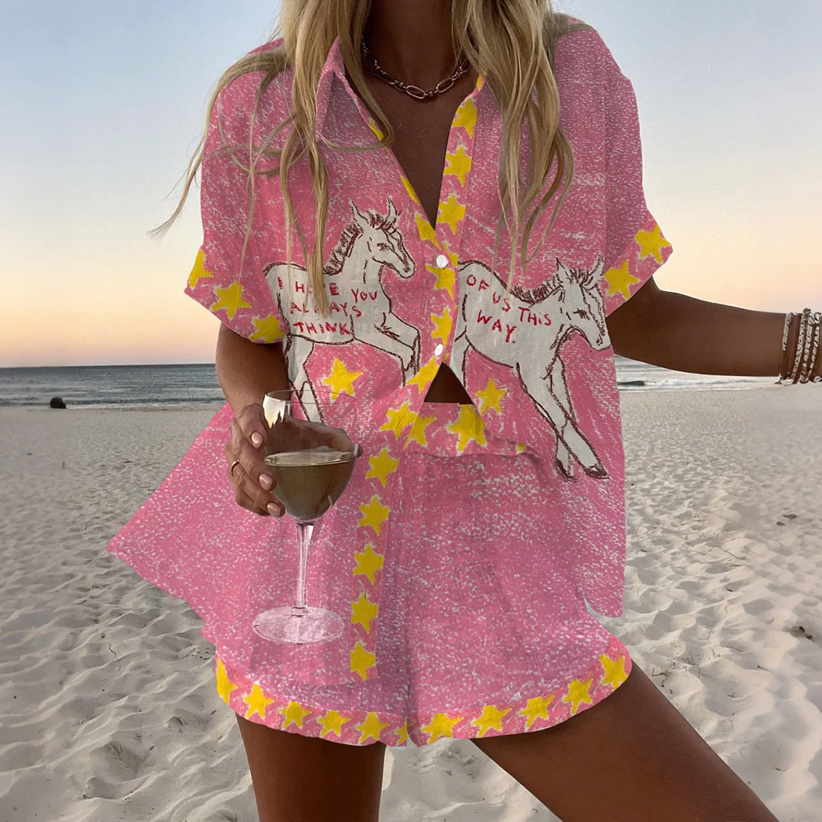 

Holiday Summer Vacation Shorts set 3D Printed Seaside Tropical Casual Lapel Shirt Blouse Top Shorts 2-Piece Suits Beach