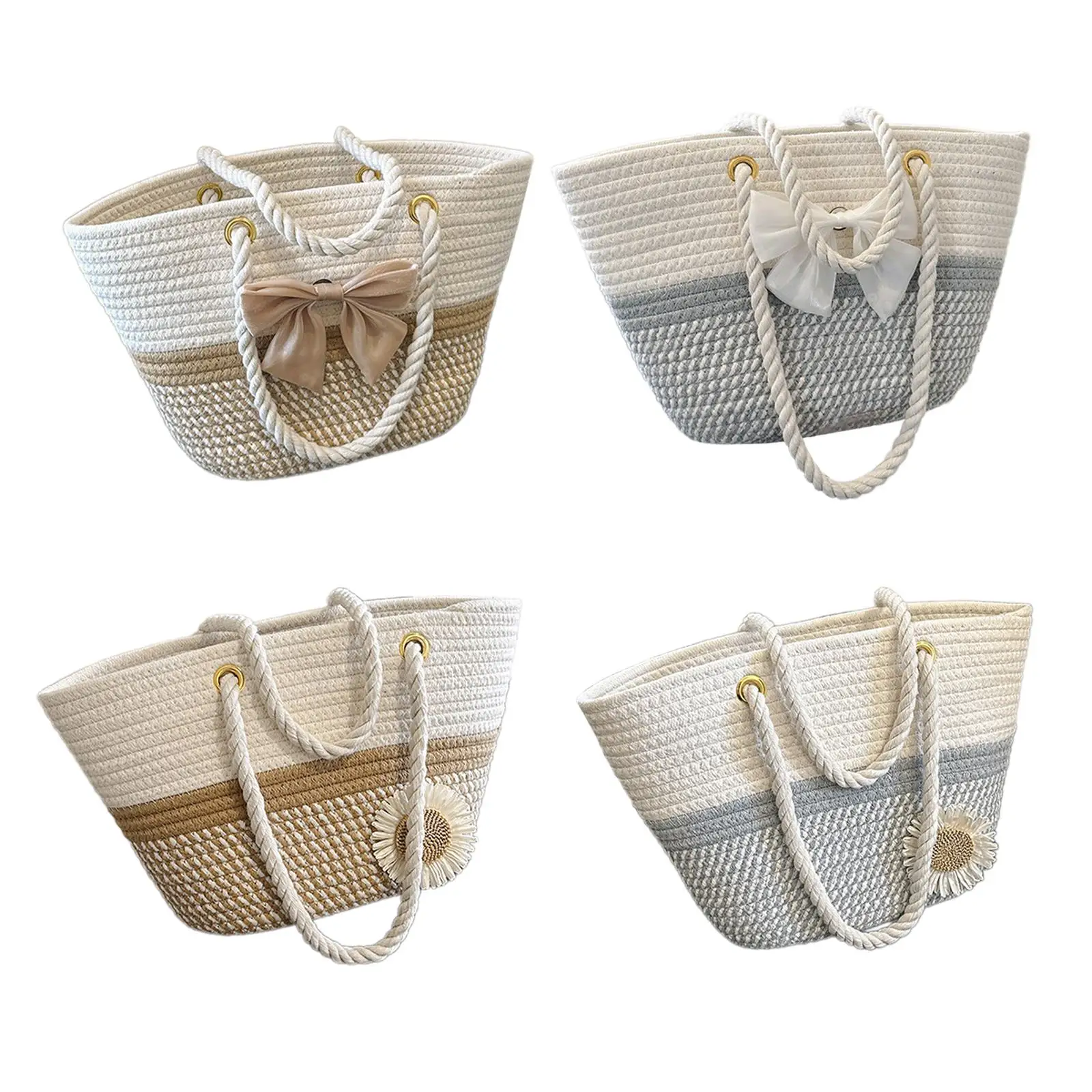 Woven Tote Bag Summer Storage Bag Shopping Bag Street Boho Fashionable Purse