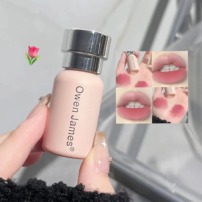 Roze Mist Lipcrème Kleine Fles Modder Matte Fluwelen Lipgloss Klei Langdurige Kleur Niet-uitdrogende Naakt Perzik Lip Glazuur Rouge Tint