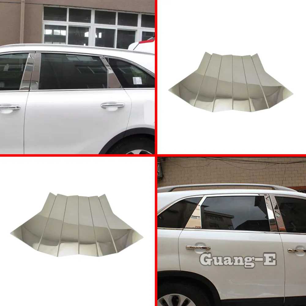 

Styling Stick Stainless Steel Car Garnish Pillar Window Middle Strip Trim Frame Lamp 6PCs For Kia Sorento L 2015 2016 2017 2018