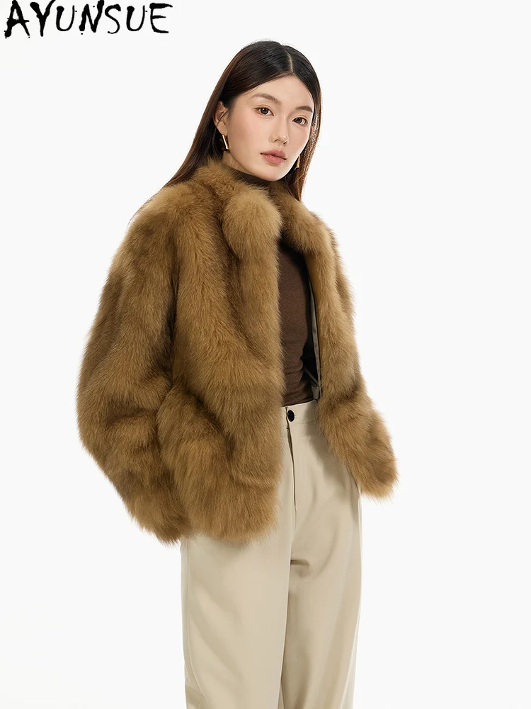 

AYUNSUE Natural Fox Fur Coat Women Warm Real Fur Coat Winter Jackets 2025 Luxury Clothing Female New in Outerwears Шуба Женская