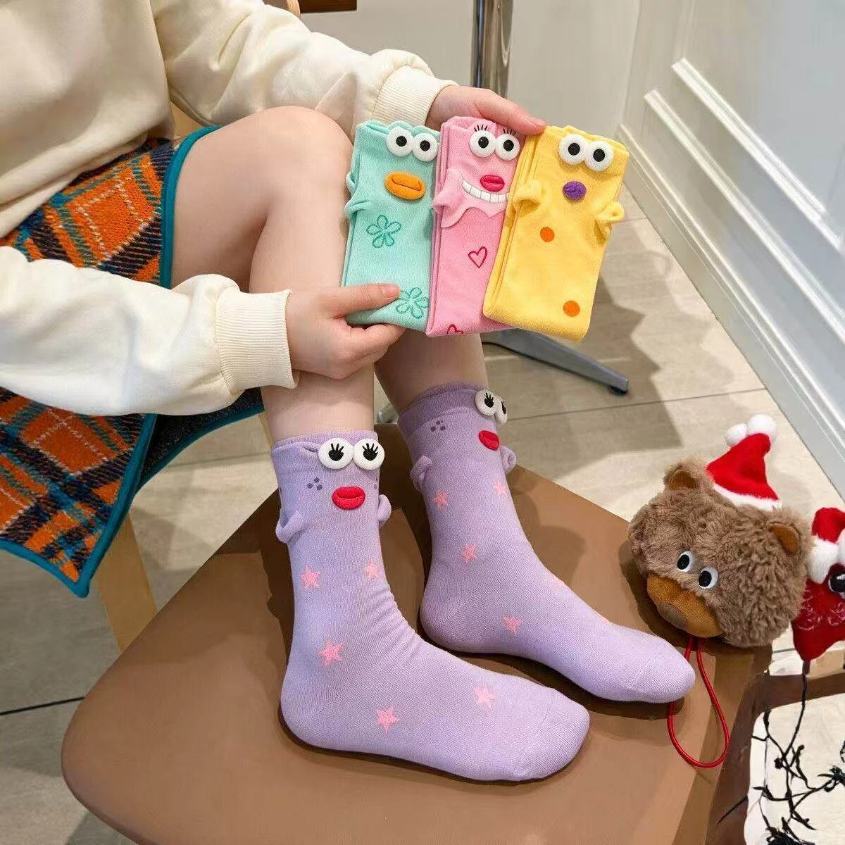 Cute Clownfish Crew Socks All Season Wear Fish Pattern Ins Style Casual Creative Novelty Socks For Women Daily Street Wear Gift