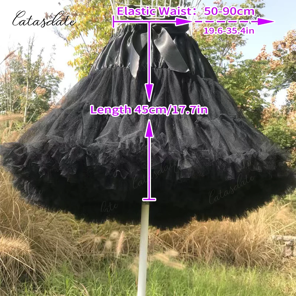 Catasdate Kleurrijke Petticoat Vrouwen Elastische Gezwollen Tutu Rok Voor Balletjurk Pluizige Onderrok Voor Feest Met Gelaagde Lagen