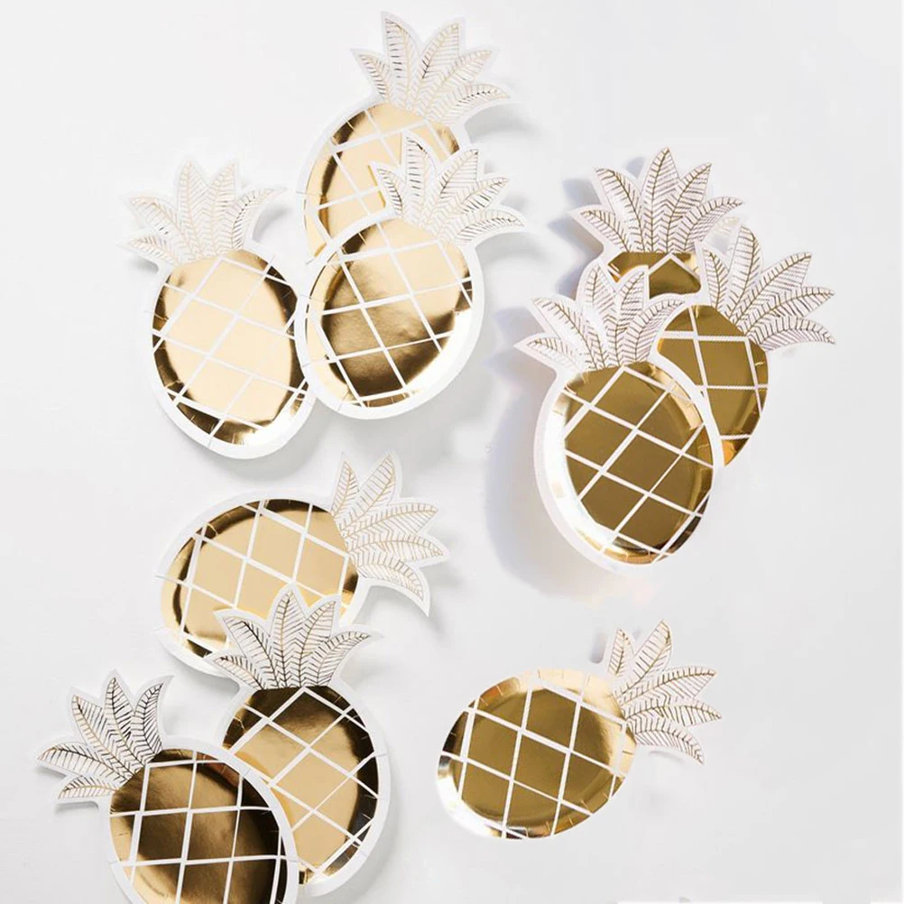 

8Pcs Disposable Paper Plates Eco-friendly Luxury Pineapple Shaped for Parties Weddings Baby Showers Holiday Gatherings Outdoor