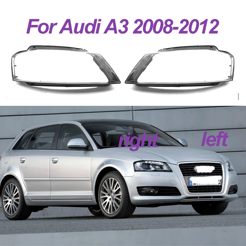 Car Front Headligh Lens Cover For Audi A3 2008-2012 Headlamp Transparent Shell Left/Right Lampshade Waterproof Car Accessories