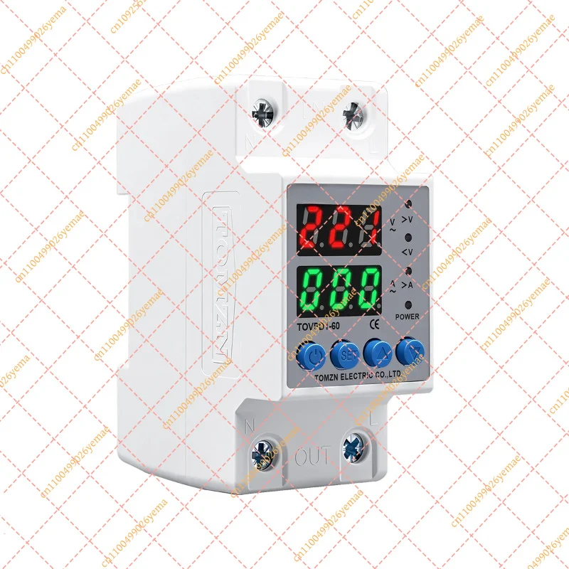 for TOMZN Din Rail Dual Display Over Under Voltage Current Protector Relay 220V 40A-100A