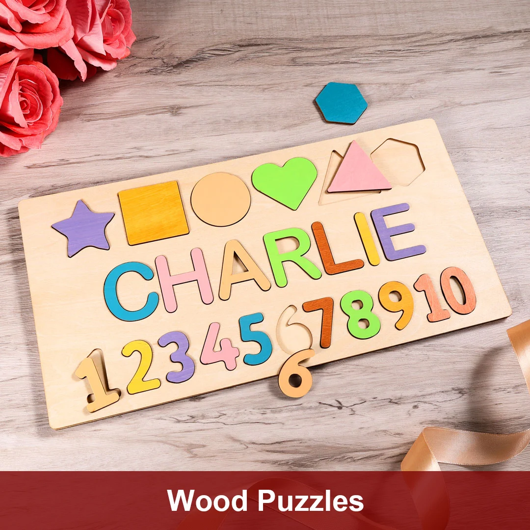 Personalized Custom First Name Wooden Puzzle Toys For Toddlers Gifts For Kids Baby Toy Boy &girl DIY Gift