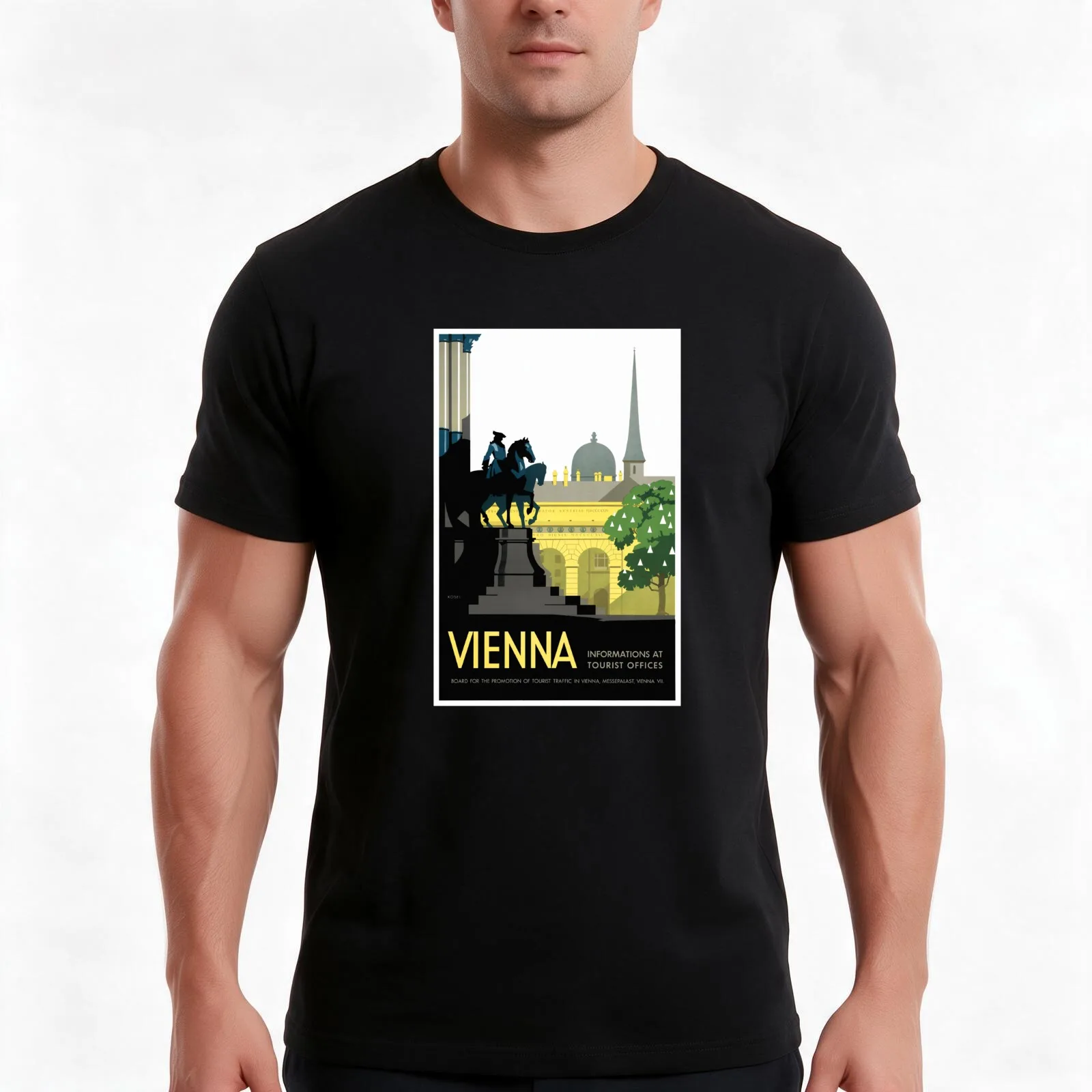 Vienna Austria Vintage Travel Poster 1935 T-Shirt, Summer Casual Cotton Tee, Oversized Streetwear Tops, Vintage Graphic Print