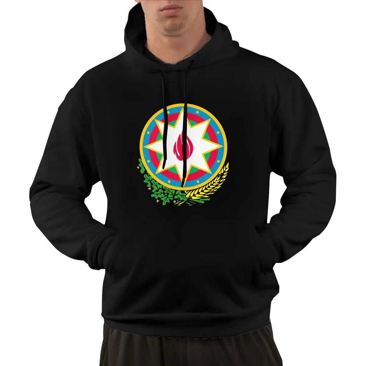 95% Cotton Emblem Of Azerbaijan Country Flag Warm Winter Pullover Hoodie Men Women Unisex Hip Hop Style Sweatshirt