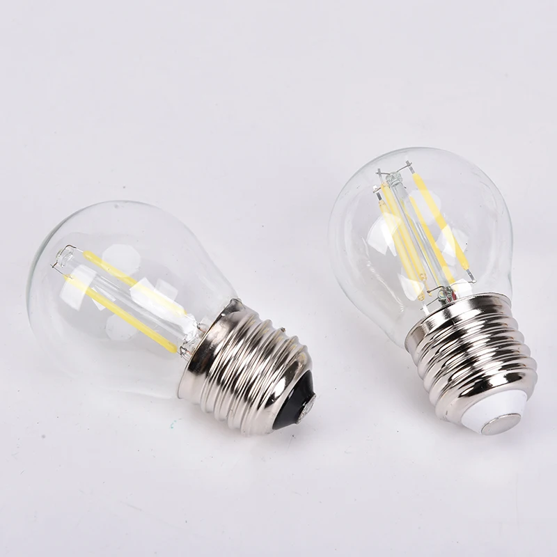 LED Bulb Spotlight 2W/4W/6W E27 COB Candle/Flame Tip G45 Filament Glass Lamp