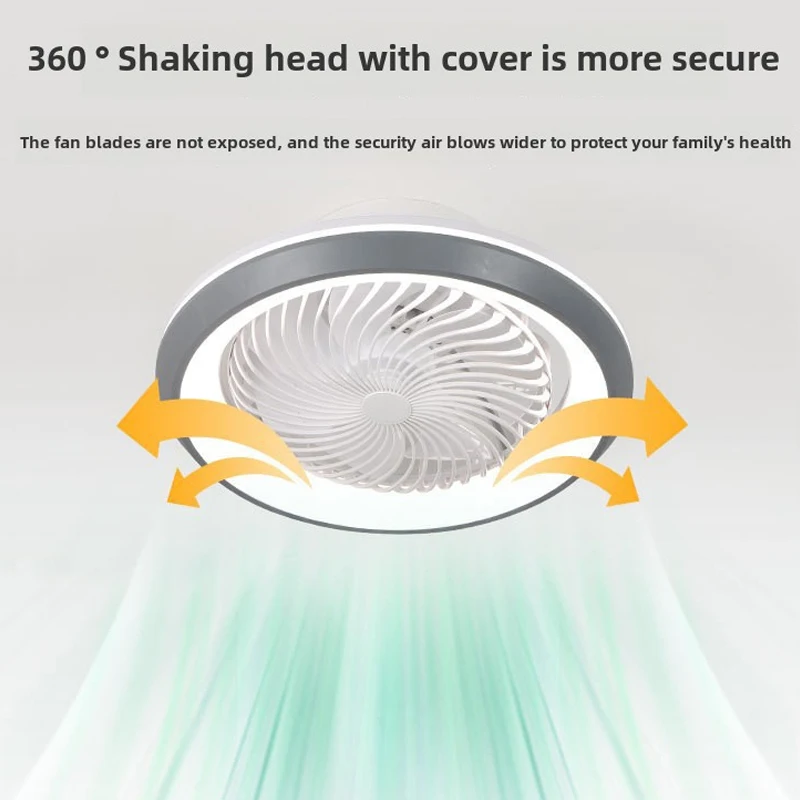 49 سنتيمتر المغلقة 360 درجة تتحرك رئيس مروحة ضوء ، غرفة نوم ضوء مروحة متكاملة ، غرفة المعيشة غرفة نوم غرفة الطعام ضوء مروحة السقف