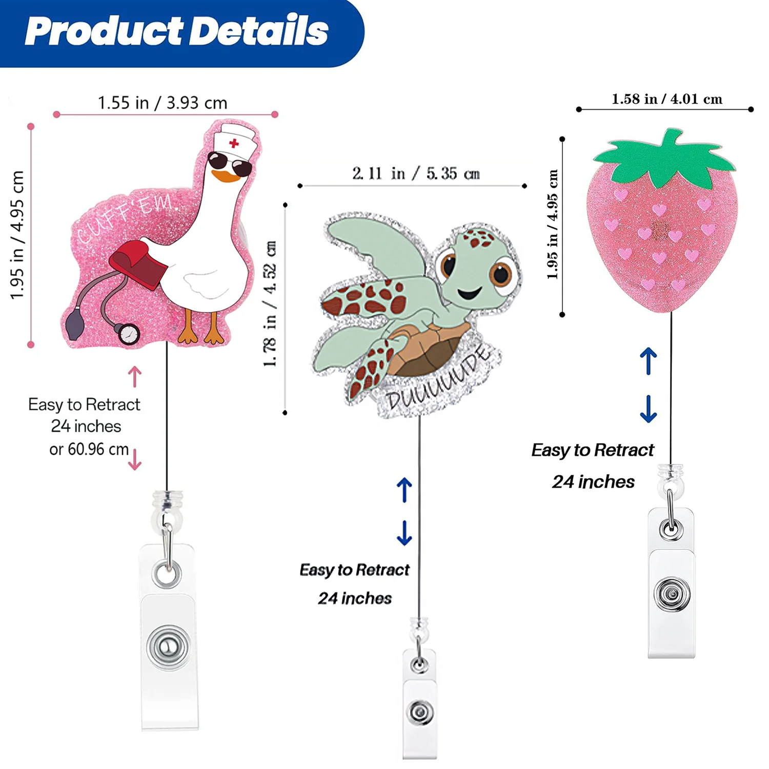 مشبك شارة ممرضة قابل للسحب هدية مثالية لطلاب التمريض CNA RN الأطباء والعمال الطبيين بكرة شارة ممرضة ذات طابع مضحك