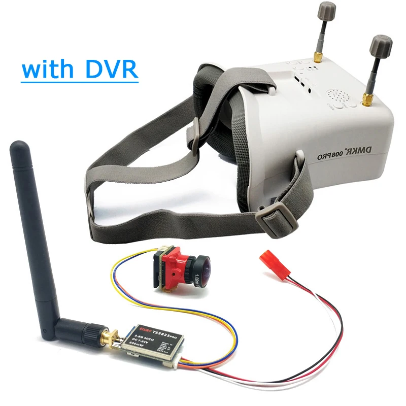 5.8G FPV Goggles 4.3 inch TFT LCD 480*272 Display with DVR and 600mwVTX 1/1.8''  Starlight HDR 1200TVL fpv camera for RC Drone