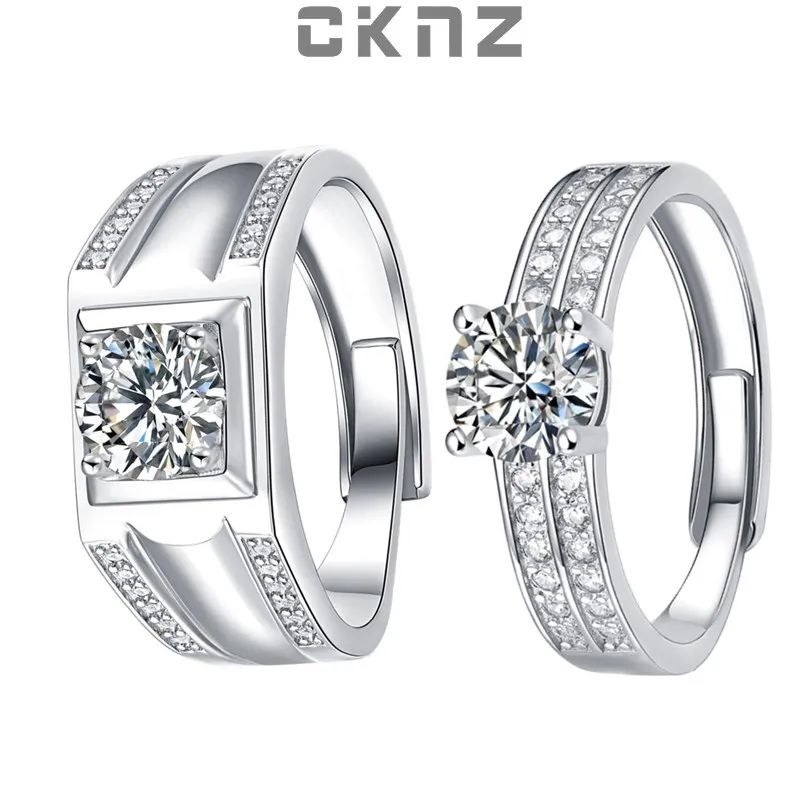 

Certified Real 1.0 Ct Moissanite Diamond Sterling 925 Silver Rings for Lovers Couple ALL LOVE TO YOU CKNZ Luxury Jewelry