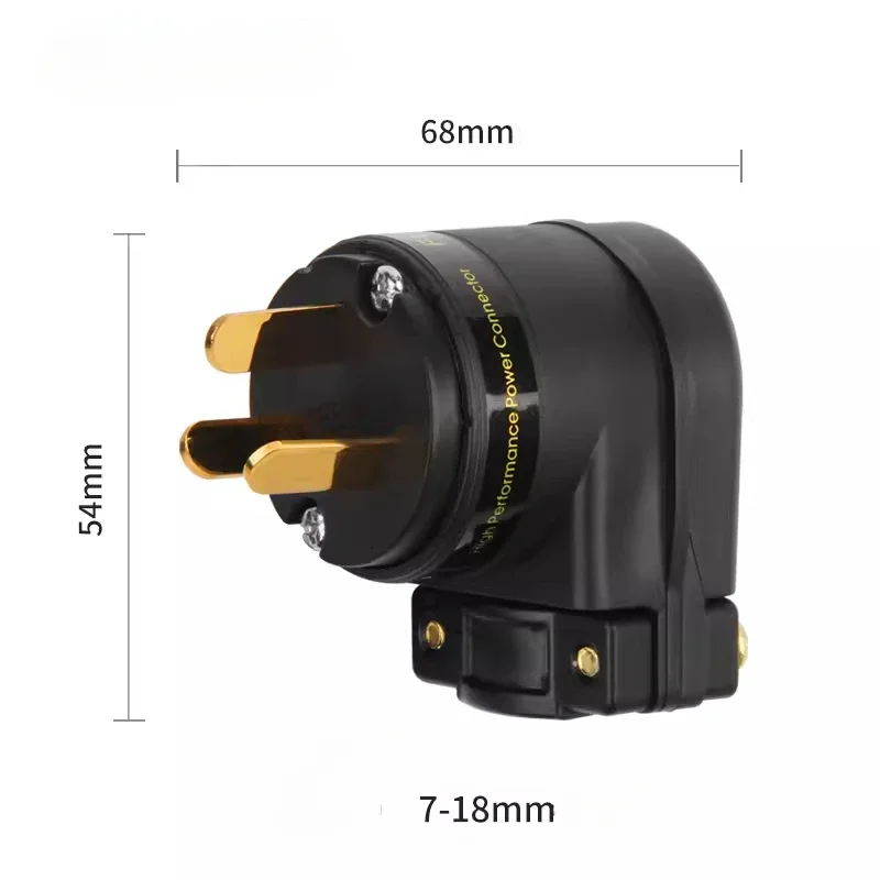 HiFi Audio Amplifier Power Cord Furutech L-Type AU US Plug Rhodium / Gold Plated 90° Adjustable C13 IEC Connector