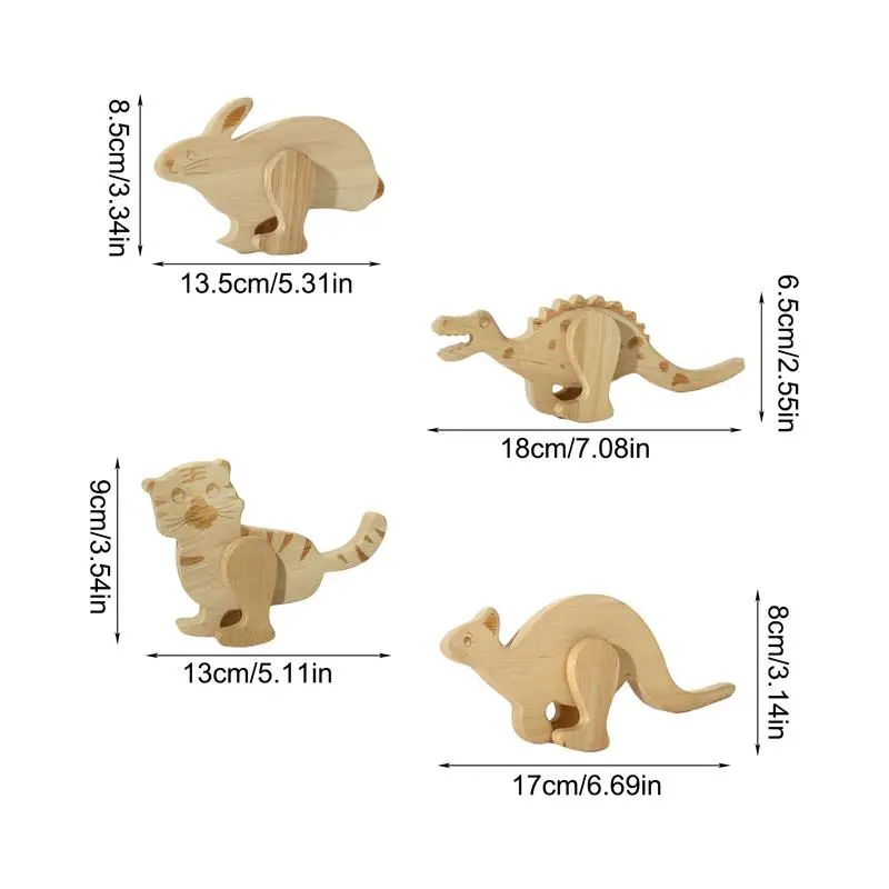 Mechanisches Trägheit wandels pielzeug Holz Tier blocks pielzeug 5 Stück Trägheit gehendes Lern blocks pielzeug für Kinder Mädchen Kinder Jungen