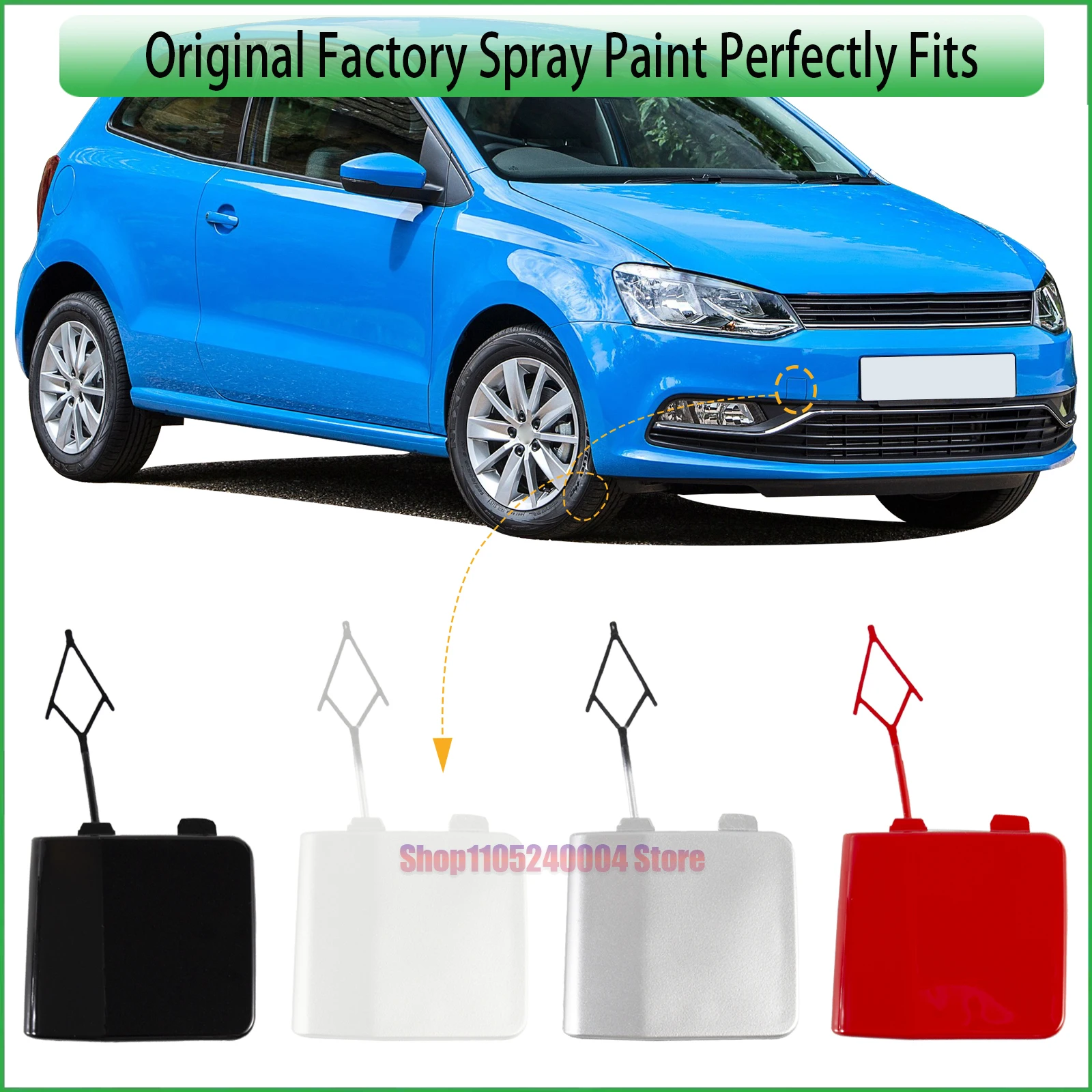 For Volkswagen POLO 2014 2015 2016 2017 Front Tow Hook Eye Cover Replacement Parts 6C0807241 6RD807241