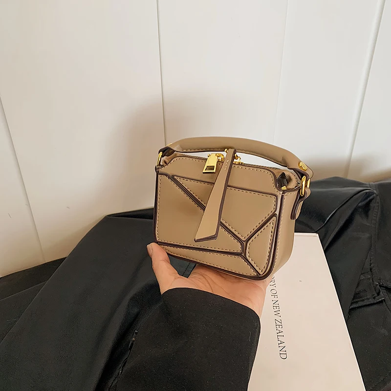 

Cute Mini Patchwork Crossbody Bags for Women Fashion Lipstick Earphone Square Bag Textured PU Leather Versatile Coin Purse