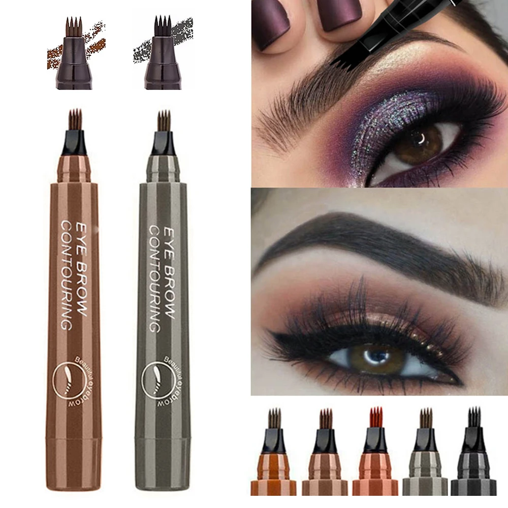 3D Microblading Eyebrow Pen Waterproof Fork Tip Eyebrow Tattoo Pencil Long Lasting Professional Fine Sketch Liquid Eye Brow Pen