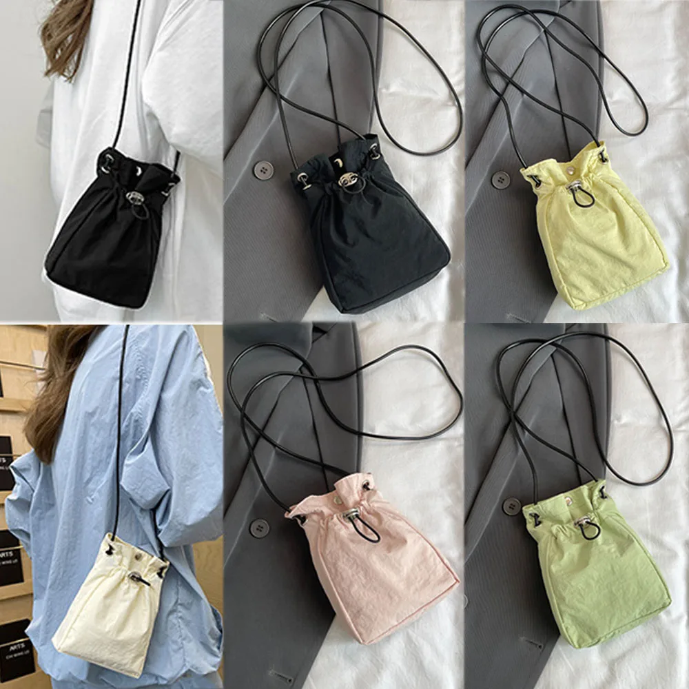 

Fashion Small Shoulder Crossbody Bags Solid Color Lightweight Messenger Bag Minimalist Style Nylon Totes Women Bag Accessories