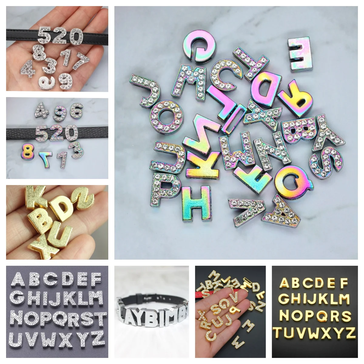 

260 шт./лот, 260 штук, буквы английского алфавита, 10 мм, с отверстием, из сплава, для браслетов, сумок, изготовления украшений