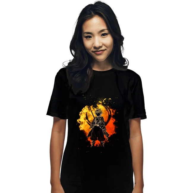 

2026 Summer Ghost Slayer Blade My Wife Shanyi Starry Sky Silhouette Printed Cotton Women's T-shirt, Anime Street Style Top