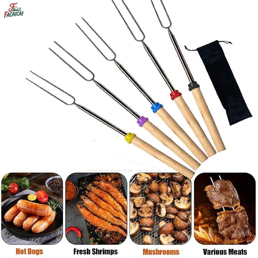 

Marshmallow Roasting Sticks Smores Kit for Fire Pit Long-Marshmallow Roasting Kit Hot Fork Campfire Cooking Smores Stick