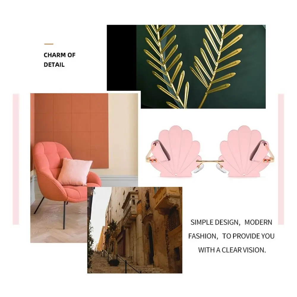 Kacamata hitam tanpa bingkai bentuk bunga, kacamata pelindung terik matahari logam unik bentuk bunga untuk alat peraga foto, pesta