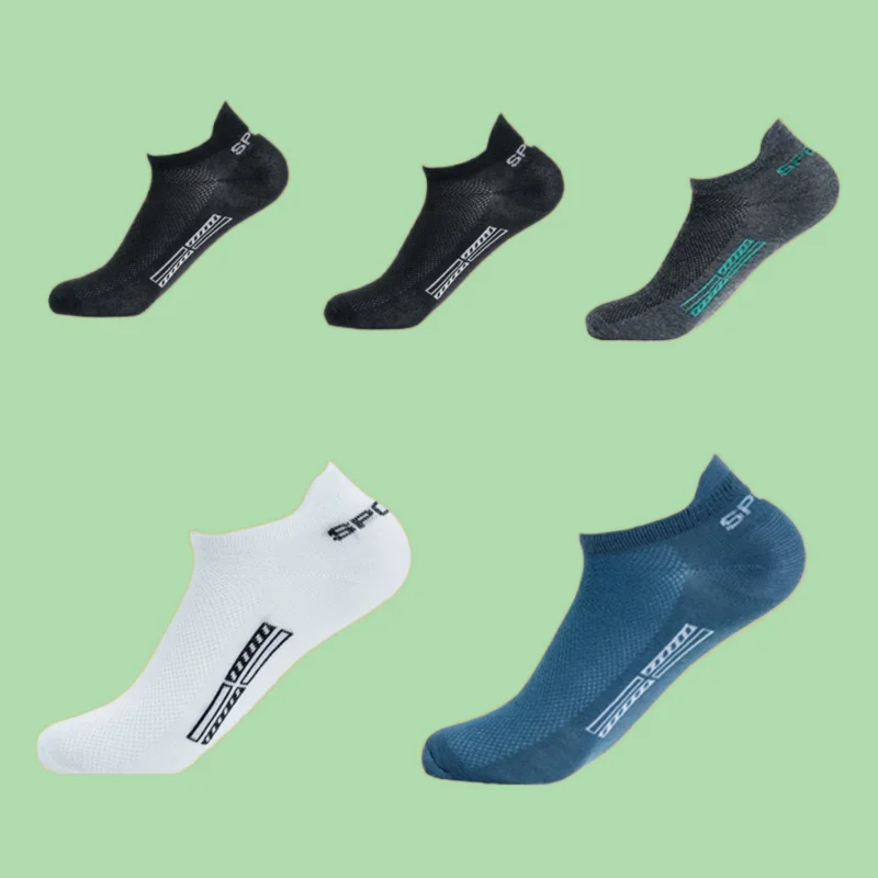 Meias de tornozelo de algodão respirável masculina, meias esportivas para barco, fino, corte baixo, curto, malha, casual, atlético, qualidade superior, novo, 5 pares, 2024