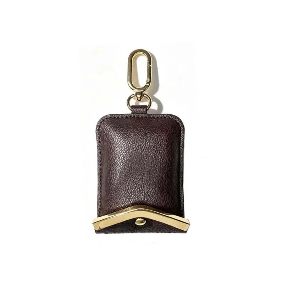 Solid Color Key Chain Tote Bag Mini Space-Saving Foldable Shopping Bag Ultra-Lightweight Faux-Leather Case