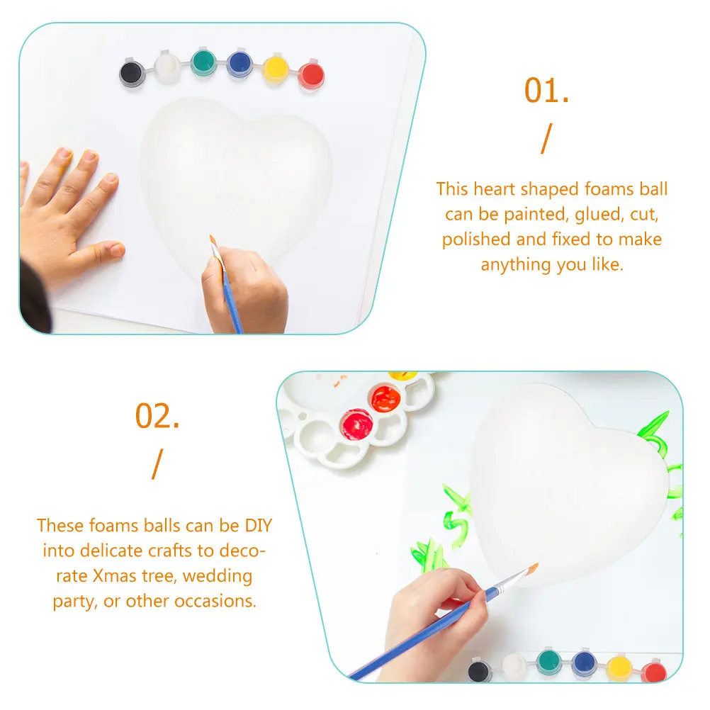 6pcs Heart Shaped Foam Balls Lightweight Easy to Carry Store Practical Multi Functional Christmas Wedding Decorations