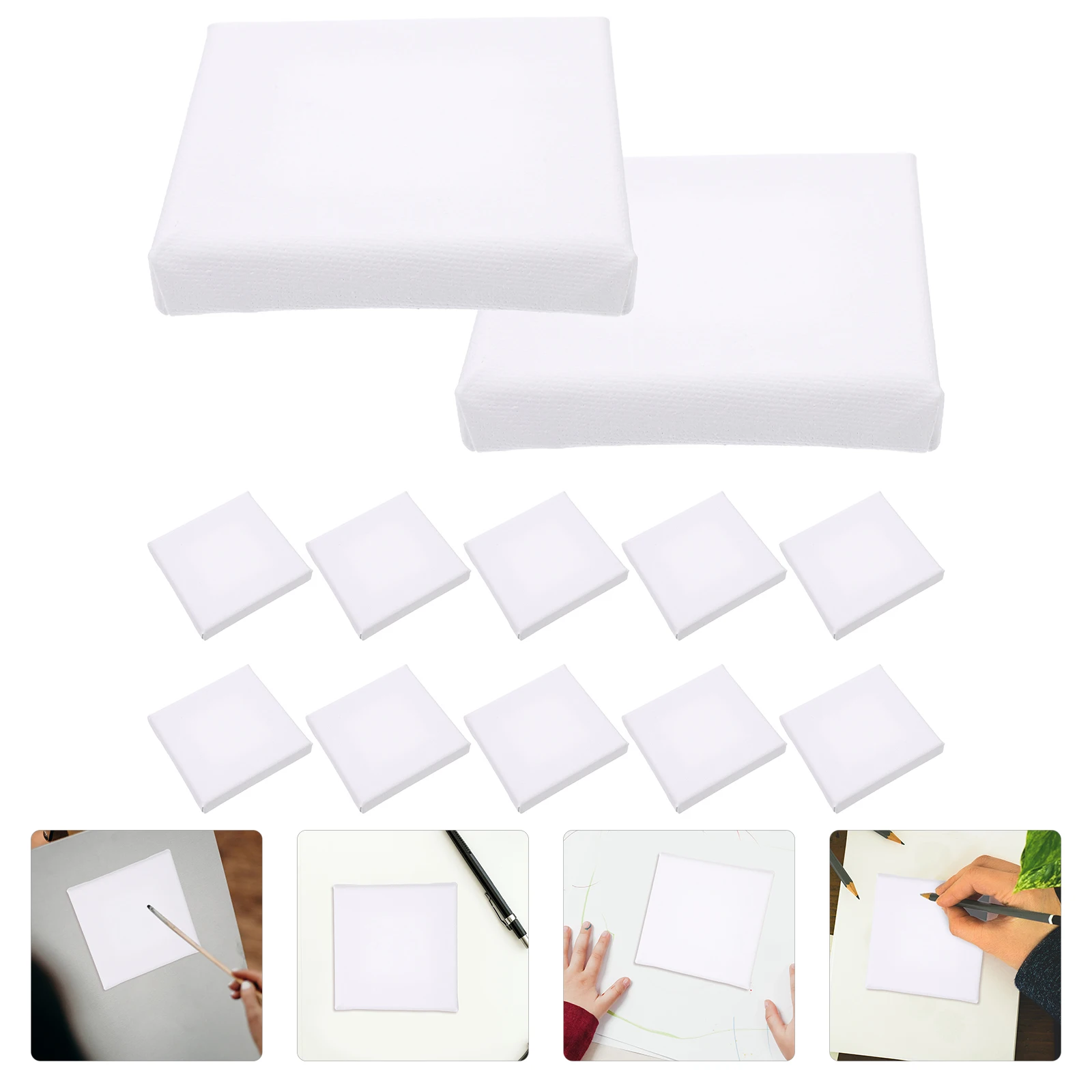 

12pcs Mini Oil Boards Cotton Canvas Creative Art Drawing Frames For Students Household Craft Projects Square Wooden Painting