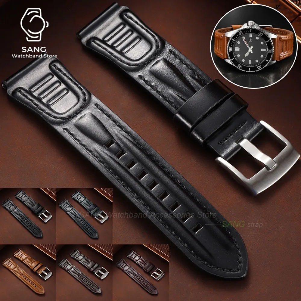 18mm 20mm 22mm 24mm Leder-Uhrenarmband Zubehör Vintage Öl-Wachs-Rindsleder-Armband Universelles Business-Uhrenarmband für Männer und Frauen