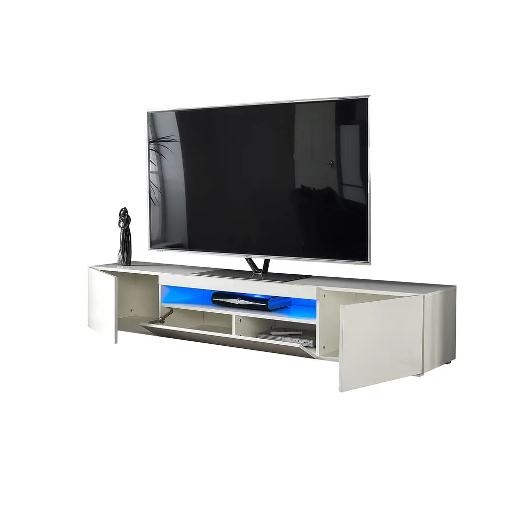 

TV Console, Television Stands 78 Long White 70 Inch TV Stand with LED Lights, 3 Storage Cabinets Soundbar Shelf 90 Inch TVs