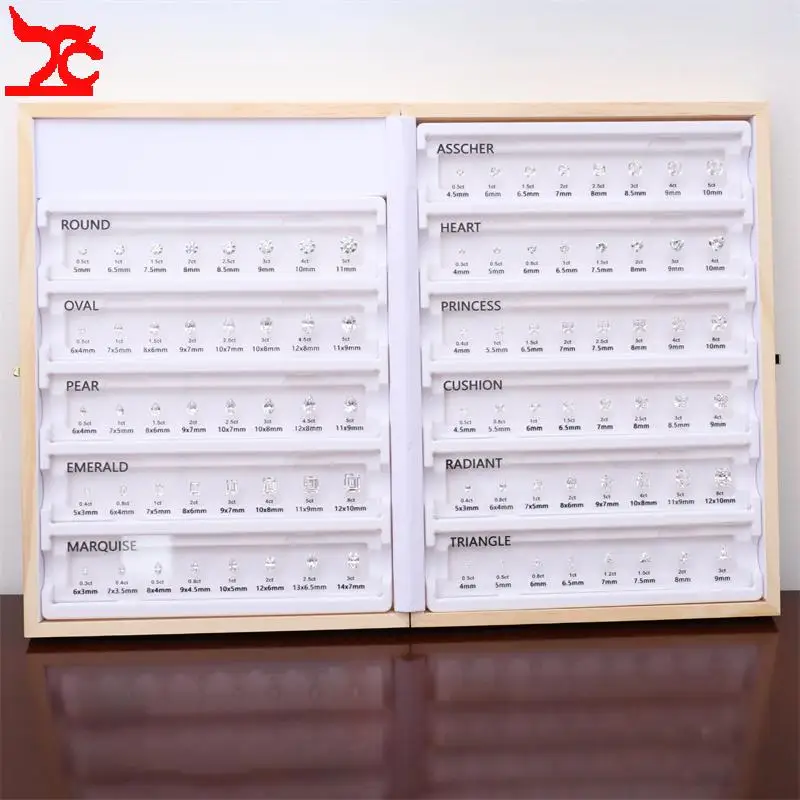 Moissanite Stone Sample Book All Shapes Loose Diamond Size Chart Display Set Round Oval Gemstone Sample Card for Jewelers