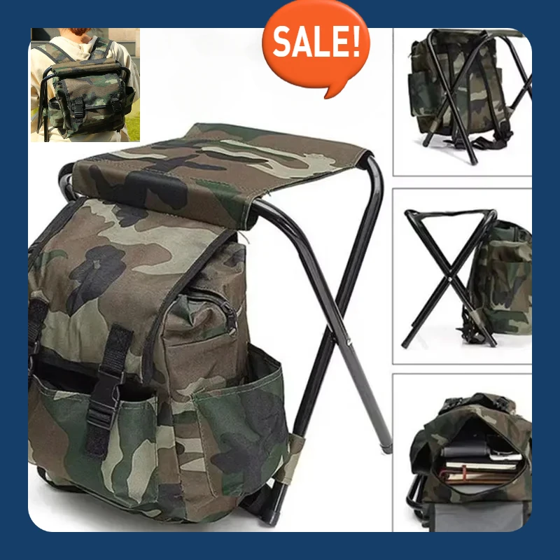 Outdoor Folding Chair Backpack Cooling Chairs Folding Seat Comfortable Portable Backpack Seat Bag Fishing Chair Hiking Stool