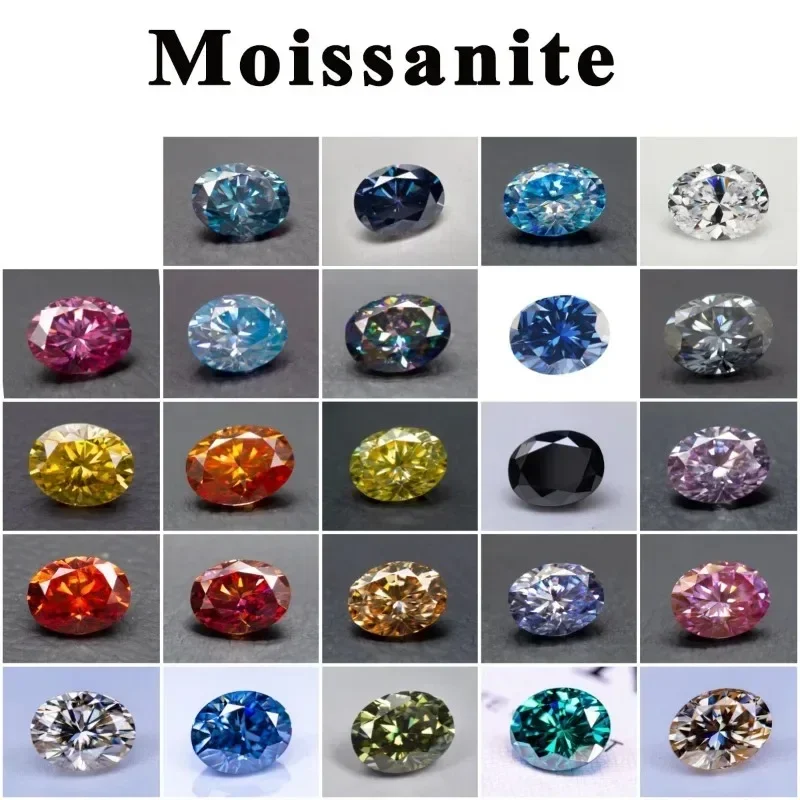 Moissanite Stone Oval Cut VVS1 High-quality DIY Charms Jewelry Making Main Materials with Certificate