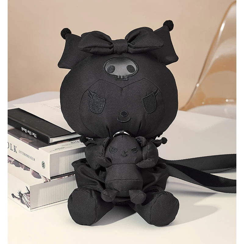 Kawaii Cartoon Anime Sanrioed Genuine Kuromi Backpack Diablo Series Cute Doll 38Cm Backpack Backpack