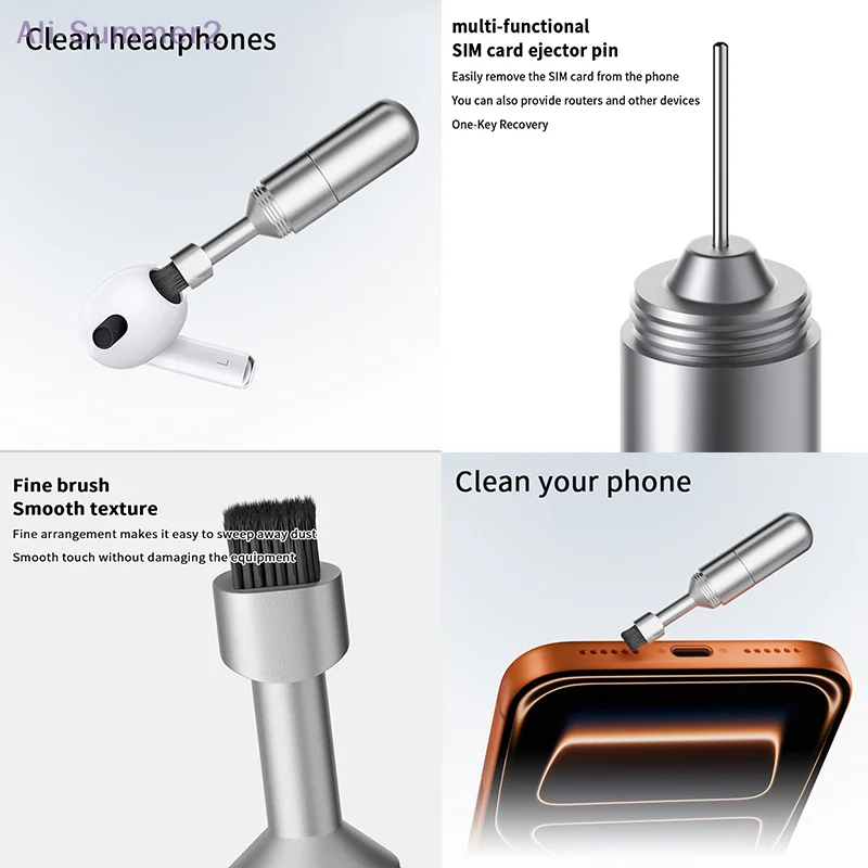 {MX} 2 في 1 أداة إزالة صينية بطاقة Sim سلسلة المفاتيح إخراج دبوس سماعات الأذن سماعة تنظيف فرشاة بطاقة استرجاع إبرة أدوات عدة #1