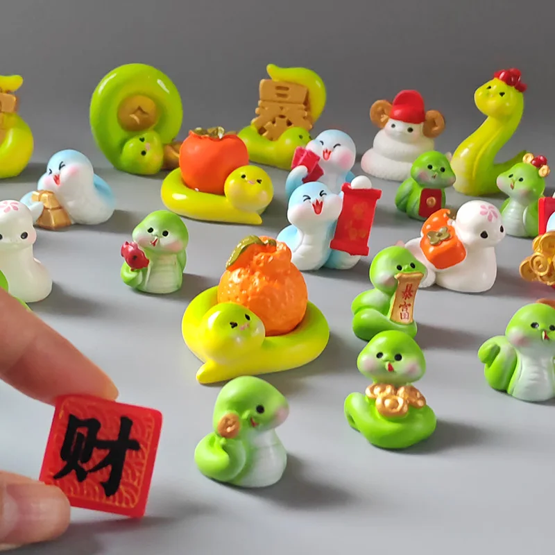 6~16 PCS Christmas New Year Snake Figurine Diy Home Kawaii Room Decor Miniature Fairy Garden Decor Accessories New Year Gift
