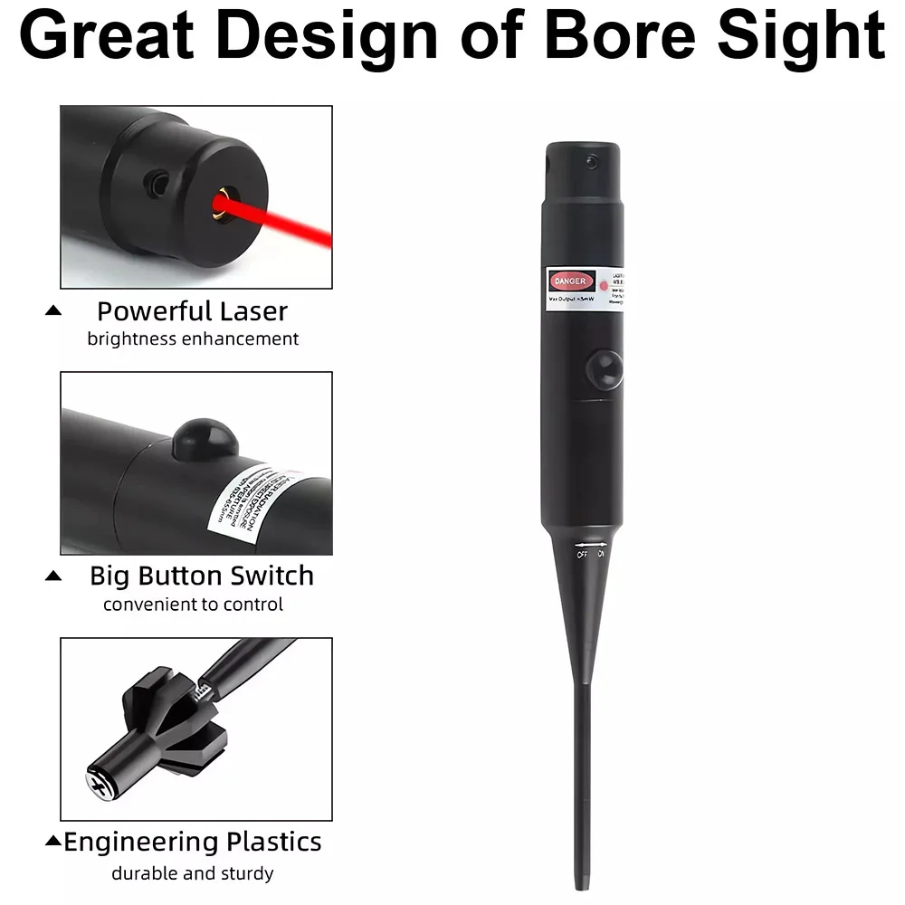 

Red Laser Boresighter Kit for .177 to.50 Caliber Laser Pointer Collimator Universal Bore Sighter